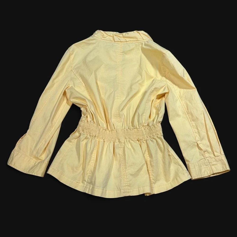 Y2K Cappagallo Yellow Lightweight Jacket Mock Neck Fitted Waist Womens 6